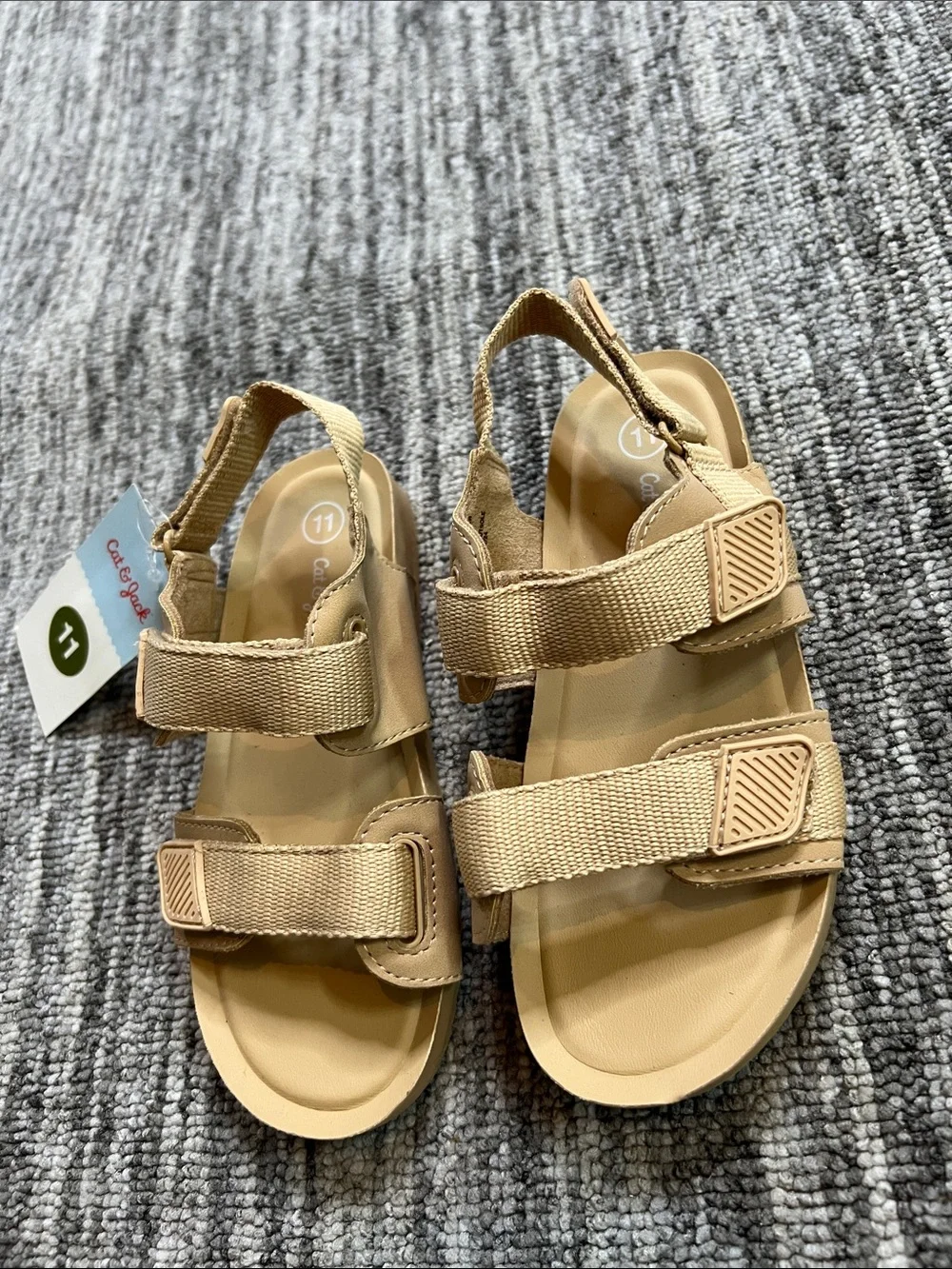 Cat & Jack Beige Hook-and-Loop Kids Sandals Size 11